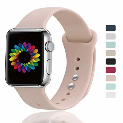 Picture of UPOLS Compatible for Apple Watch Band 38mm 40mm 42mm 44mm Women Men, Soft Silicone Sport Band, Strap Compatible for iWatch Series 4/3/2/1, S/M M/L