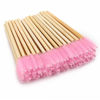 Picture of Tbestmax 50 Disposable Mascara Wands Eyelash Brush Spoolies for Eye Lash Extension Eyebrow Bamboo Stick Pink