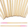 Picture of Tbestmax 50 Disposable Mascara Wands Eyelash Brush Spoolies for Eye Lash Extension Eyebrow Bamboo Stick Pink