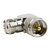 Picture of DHT Electronics RF coaxial coax adapter UHF male PL259 to female so239 right angle