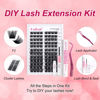 Picture of DIY Lash Extension Kit, 96 Pcs Lash Clusters Mix Tray Thin Band Eyelash Extension Kit with Lash Bond and Seal Eyelash Applicator Tool Lash Tweezers Individual Lashes FADLASH (F2-0.07D-12-18mm Kit)