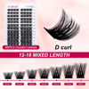 Picture of DIY Lash Extension Kit, 96 Pcs Lash Clusters Mix Tray Thin Band Eyelash Extension Kit with Lash Bond and Seal Eyelash Applicator Tool Lash Tweezers Individual Lashes FADLASH (F2-0.07D-12-18mm Kit)