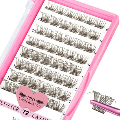 Picture of Lash Clusters, 72 Pcs Colored Individual Cluster Lashes DIY Lash Extension 8-16 mix Eyelash Clusters Volume Wispy Lashes Super Thin Band Reusable Soft & Comfortable(Brown,Nartual-D-8-16mix)