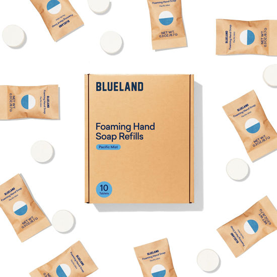 Picture of BLUELAND Foaming Hand Soap Refills - 10 Pack Tablets, Pacific Mist Scent, Eco Friendly Hand Soap and Cleaning Products - Makes 10 x 9 Fl oz bottles (90 Fl oz total)