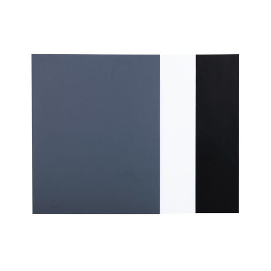 Picture of JJC 10" x 8" PVC White Balance Card Set for Achieving Perfect Color Balance in Your Photos - Including an 18% Neutral Grey Card, a White Card and a Black Card