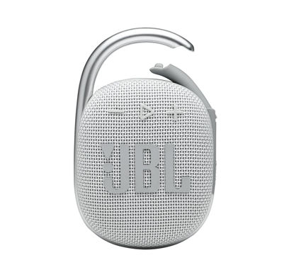 Picture of JBL Clip 4 - Portable Mini Bluetooth Speaker, Big Audio and Punchy bass, Integrated Carabiner, IP67 Waterproof and dustproof, Speaker for Home, Outdoor and Travel - (White) (Renewed)