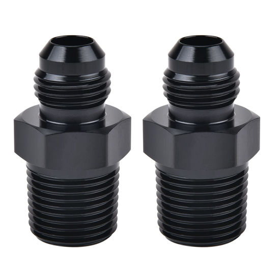 Picture of EVIL ENERGY 8AN Male Flare to 1/2" NPT Pipe Fitting Adapter Aluminum Straight Black 2PCS