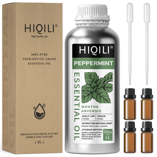 Picture of HIQILI Peppermint Essential Oil 32 fl oz, 100% Pure Natural Organic Therapeutic Grade for Diffuser, Hair, Add to Spray