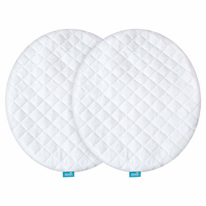 Picture of Waterproof Quilted Mattress Pad Cover Compatible with Fisher Price On The Go Baby Dome, 2 Pack, Ultra Soft Bamboo Sleep Surface, Breathable and Easy Care