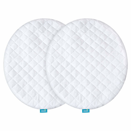 Picture of Waterproof Quilted Mattress Pad Cover Compatible with Fisher Price On The Go Baby Dome, 2 Pack, Ultra Soft Bamboo Sleep Surface, Breathable and Easy Care