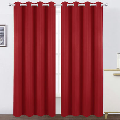 Picture of LEMOMO Blackout Curtains 66 x 95 inch/Bright Red Curtains Set of 2 Panels/Thermal Insulated Room Darkening Bedroom Curtains