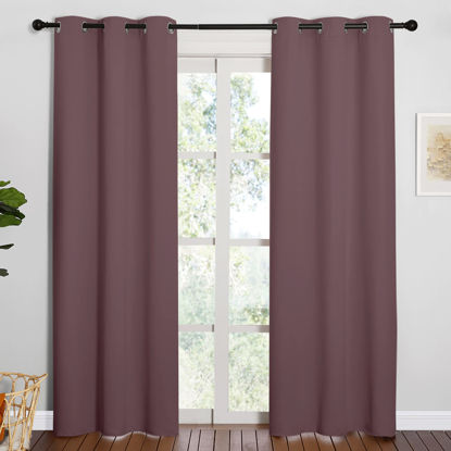 Picture of NICETOWN 84 inches Blackout Curtains for Office and Theater, Dry Rose, 1 Pair, 42 inches Wide, Thermal Insulated Solid Grommet Drapes for Living Room