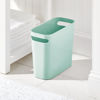 Picture of mDesign Plastic Small Trash Can, 1.5 Gallon/5.7-Liter Wastebasket, Narrow Garbage Bin with Handles for Bathroom, Laundry, Home Office - Holds Waste, Recycling, 10" High - Aura Collection, Mint Green