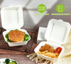 Picture of ECOLipak 200 Pack Clamshell Take Out Food Containers, 100% Compostable Disposable To Go Containers，6 * 6" To Go Boxes for Salad, Cake,Sandwiches