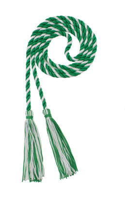 Picture of Graduation Honor Cord - Kelly/White - Every School Color Available - Made in USA - by Tassel Depot