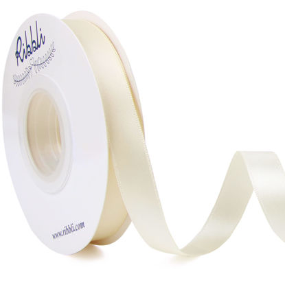 Picture of Ribbli Ivory Double Faced Satin Ribbon,1/2” x Continuous 25 Yards,Use for Craft Bows Bouquet, Gift Wrapping, Wedding Decoration, Floral Arrangement