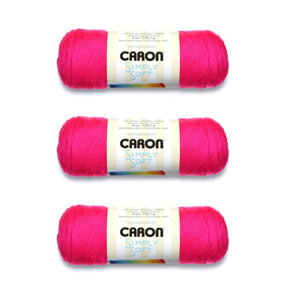 Picture of Caron Simply Soft Neon Pink Yarn - 3 Pack of 170g/6oz - Acrylic - 4 Medium (Worsted) - 315 Yards - Knitting/Crochet