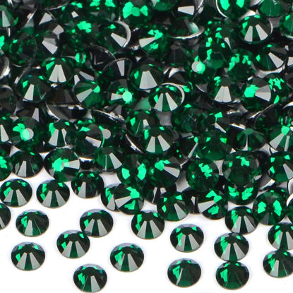 Picture of 2880PCS Art Nail Rhinestones non Hotfix Glue Fix Round Crystals Glass Flatback for DIY Jewelry Making with one Picking Pen (ss6 2880pcs, Emerald)