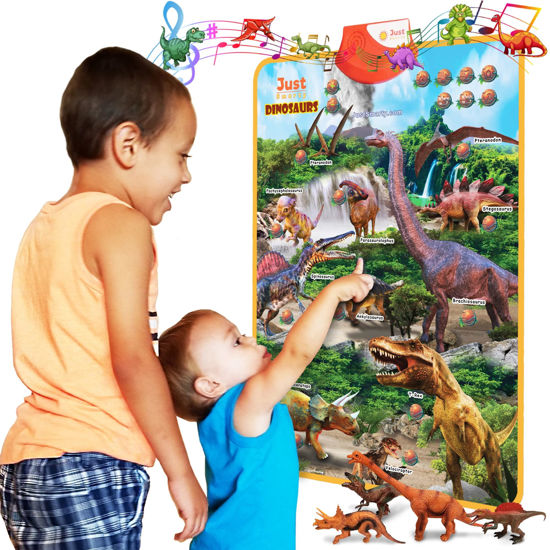 Picture of Just Smarty Interactive Dinosaur Learning Poster with Toys, Educational Games, Music and Activities for Toddlers, Boys and Girls Ages 3-5, Includes 4 Dino Figurines