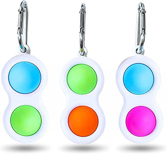 Picture of JASZSET 3PCS Simple Dimple Toys, Handheld Mini Popping Fidget Toy Sensory Push Pop Bubble Toys, Portable Fidget Toys with Buckle Ring for Kids Adults Release Stress and Anxiety?Muti-Colored