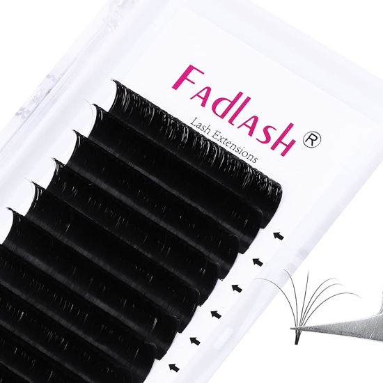 Picture of FADLASH Easy Fan Volume Lashes Multi Length Hybrid Volume Eyelash Extensions Black Self Fanning Lash Extensions Supplies (0.07-D, Camellia 10 11 12mm)