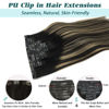 Picture of GOO GOO Seamless Clip In Hair Extensions Remy Real Human Hair Extension with Invisible PU Skin Weft 22 Inch 150g 7pcs Natural Black to Light Blonde Natural & Thick & Straight Hair Extensions for Women