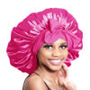 Picture of BONNET QUEEN Silk Bonnet for Sleeping Satin Bonnet Hair Bonnet Large Bonnet Huge Bonnet Tie Bonnets XL Large Bonnets for Curly Hair Wig Braids Locs Hot Pink