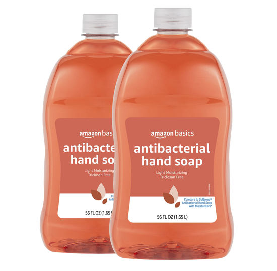 Picture of Amazon Basics Antibacterial Liquid Hand Soap Refill, Light Moisturizing, Triclosan-Free, Citrus, 56 Fl Oz, 2-Pack (Previously Solimo)