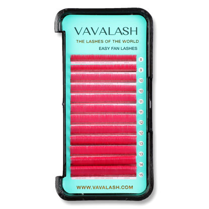 Picture of VAVALASH Colored Easy Fan Eyelash Extensions 0.07 D Curl 8-15mm Mixed Tray Pink Self Fanning Lashes 2D-10D Colorful Volume lash extensions（Pink,0.07-D-8-15 Mix）