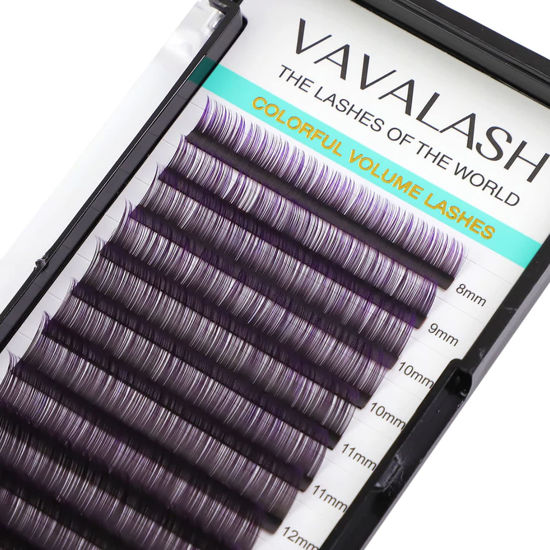 Picture of VAVALASH Ombre Colored Lash Extension 0.07 Thickness D Curl Black Gradient Violet Individual Premium Eyelash Extensions Volume Lash Extension (Black Gradient Violet 0.07 D, 13-20mm)