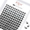 Picture of Lash Clusters DIY Eyelash Extensions 144 Pcs Cluster Eyelash Extensions 8-16mm Cluster Lashes D Curl Lash Clusters Thin Stem Eyelash Clusters Reusable Makeup for Self-application (Sparkle-Big D 8-16)