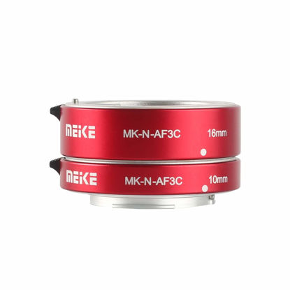 Picture of MEKE MK-N-AF3C-RED All Metal Auto Focus Macro Metal Extension Tube Adapter for Nikon N1-Mount Mirrorless Cameras J1 J2 J3 V1 V2