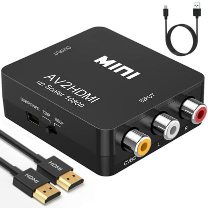 Picture of ABLEWE RCA to HDMI,AV to HDMI Converter, 1080P Mini RCA Composite CVBS Video Audio Converter Adapter Supporting PAL/NTSC for TV/PC/ PS3/ STB/Xbox VHS/VCR/Blue-Ray DVD Players