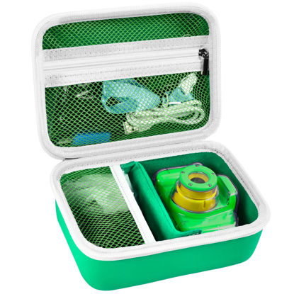 Picture of Kids Camera Case Compatible with Agoigo/for Seckton/for DEKER/for Miiulodi/for Yoophane Digital Waterproof Camera. Portable Camera Storage Box for Cable, Memory Card and Accessories(Bag Only)-Green