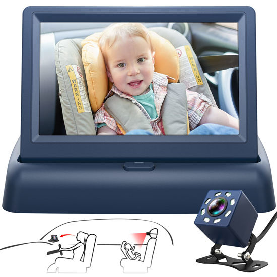 Baby Car Mirror, 1080P Baby Car Camera With 5 Inch Monitor, Car Mirror Baby  Rear View With Night Vision, Baby Mirror For Car Back Seat With Wide