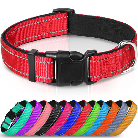 Picture of Joytale Reflective Dog Collar,Soft Neoprene Padded Breathable Nylon Pet Collar Adjustable for Puppy and Small Dogs,Red,XS