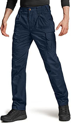 Picture of CQR CLSX Men's Tactical Pants, Water Resistant Ripstop Cargo Pants, Lightweight EDC Hiking Work Pants, Outdoor Apparel, Duratex Ripstop Navy, 34W x 30L