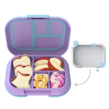 Picture of Bentgo® Kids Chill Lunch Box - Confetti Designed Leak-Proof Bento Box & Removable Ice Pack - 4 Compartments, Microwave & Dishwasher Safe, Patented, 2-Year Warranty (Confetti Edition - Vivid Orchid)