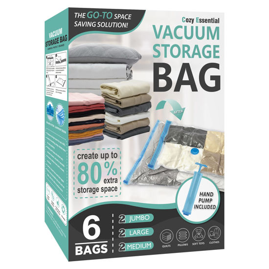 6 Pack Variety Space Saver Bags, (2 Jumbo + 2 Large + 2 Small) 80