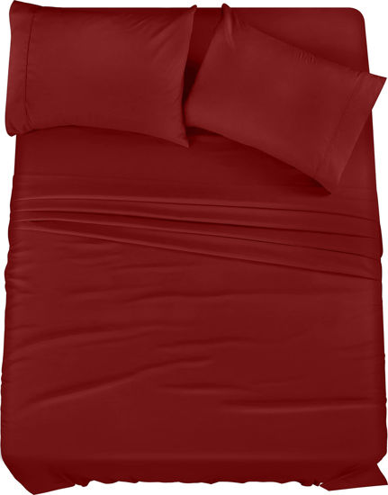 Picture of Utopia Bedding Queen Bed Sheets Set - 4 Piece Bedding - Brushed Microfiber - Shrinkage and Fade Resistant - Easy Care (Queen, Red)