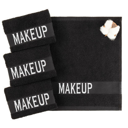 Picture of American Soft Linen Makeup Washcloths, 100% Cotton Makeup Remover Towels, 4 Pack Make up Towels for Face, 12 x 12 Face Cloth Towels, Black