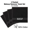 Picture of American Soft Linen Makeup Washcloths, 100% Cotton Makeup Remover Towels, 4 Pack Make up Towels for Face, 12 x 12 Face Cloth Towels, Black