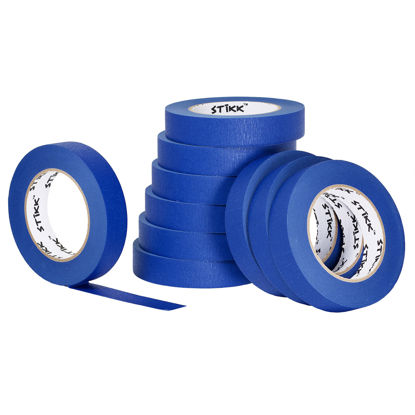 Picture of STIKK Painters Tape - 10pk Blue Painter Tape - 1 inch x 60 Yards - Paint Tape for Painting, Edges, Trim, Walls, Ceilings, Finishing - Masking Tape for DIY Paint Projects - Residue-Free Painting Tape