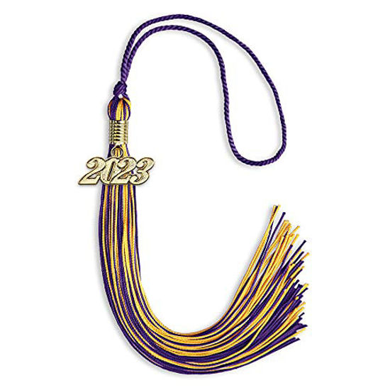 Picture of Endea Graduation Mixed Double Color Tassel with Gold Date Drop (Purple/Gold, 2023)