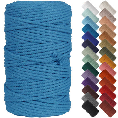 Picture of NOANTA Lake Blue Macrame Cord 4mm x 109yards, Colored Macrame Rope, Cotton Cord Macrame Yarn, Colorful Cotton Craft Cord for Wall Hanging, Plant Hangers, Crafts, Knitting