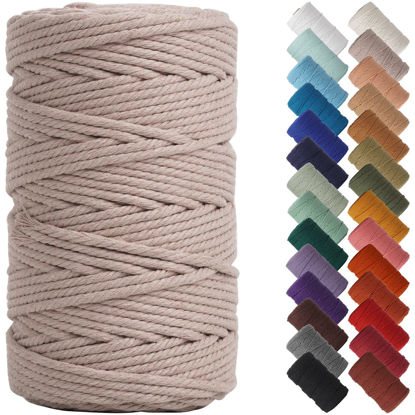 Picture of NOANTA Pink Gray Macrame Cord 4mm x 109yards, Colored Macrame Rope, Cotton Cord Macrame Yarn, Colorful Cotton Craft Cord for Wall Hanging, Plant Hangers, Crafts, Knitting