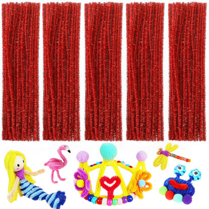 Picture of Pipe Cleaners, Pipe Cleaners Craft, Arts and Crafts, Crafts, Craft Supplies, Art Supplies (Red Glittery)…