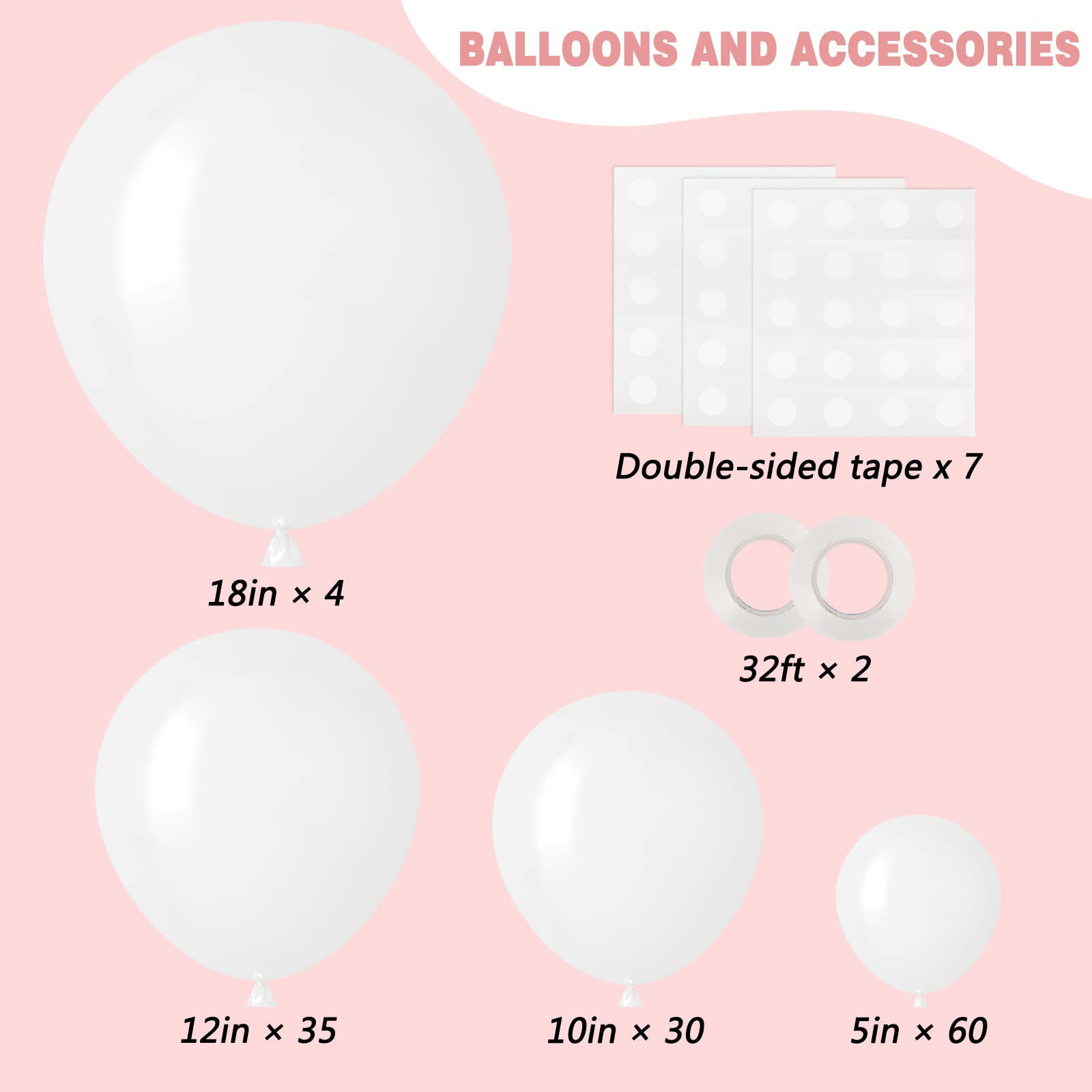 GetUSCart RUBFAC 129pcs White Balloons Different Sizes 18 12 10 5 Inch For Garland Arch Premium