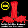 Picture of PartySticks Red Glow Sticks Party Supplies 100pk - 8 Inch Glow in The Dark Light Up Sticks Party Favors, Glow Party Decorations, Neon Party Glow Necklaces and Glow Bracelets with Connectors