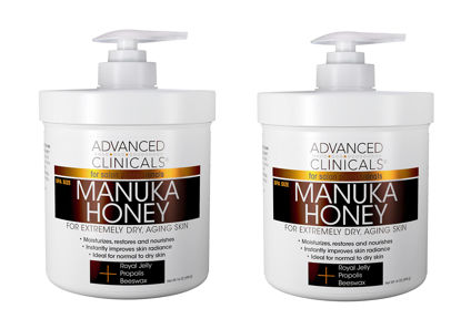 Picture of Advanced Clinicals Manuka Honey Cream W/Collagen Face Moisturizer & Body Butter Lotion For Dry Skin | Intense Firming & Hydrating Miracle Balm Skin Care Moisturizing Lotion For Women & Men | 2-Pack
